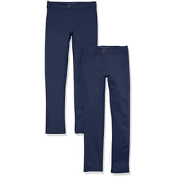 Amazon Essentials Toddler girls Uniform Slim Fit Ponte-Knit Pant  Pack of 2  Navy  2T
