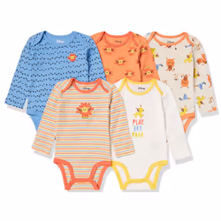 Amazon Essentials Disney Marvel Star Wars Unisex Babies Long-Sleeve Bodysuits Pack of 5 Lion King Play Eat Roar Newborn