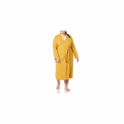 Amazon Essentials Women's Lightweight Waffle Full-Length Robe (Available in Plus Size), Mustard Yellow, XL
