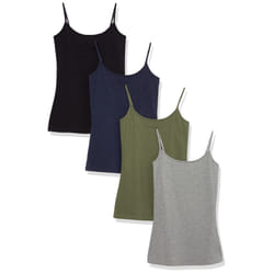 Women's Slim-Fit Camisole, Pack of 4, Dark Colors, Medium