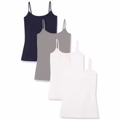 Amazon Essentials Women's Slim-Fit Camisole Pack of 4 Navy/Grey/Whit