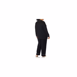 Amazon Essentials Women's Cotton Modal Long-Sleeve Shirt and Full-Length Bottom Pyjama Set, Black, L