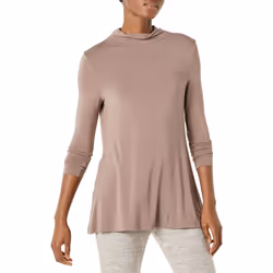 Amazon Essentials Women's Jersey Long-Sleeve Mock Neck Swing Tunic (Previously Daily Ritual)  Dark Taupe  X-Large