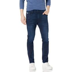 GUESS Men's Mid Rise Slim Fit Tapered Leg Jean  Ringer Wash Indigo  33