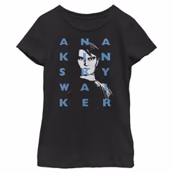 Star Wars Clone Wars Anakin Text Girl's Solid Crew Tee  Black  Medium