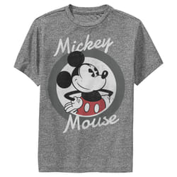 Disney Characters Mickey Mouse 28 Boys Performance Tee  Charcoal Heather  Small