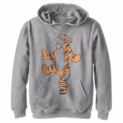 Disney Boy's Basic Sketch Tigger Hoodie Athletic Heather X-Large