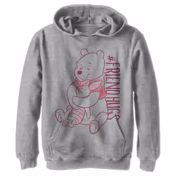 Disney Boy's Piglet Pooh Hugs Hoodie  Athletic Heather  X-Large