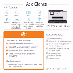 HP OfficeJet Pro 9022e Wireless All-in-One Color Printer, Instant Ink; Two-sided printing - Additional view 4