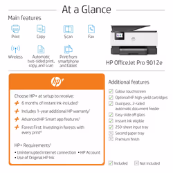 HP OfficeJet Pro 9012e Wireless All-in-One Color Printer, Instant Ink; Two-sided printing - Additional view 4
