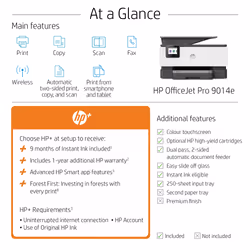 HP OfficeJet Pro 9014e Wireless All-in-One Color Printer, Instant Ink; Two-sided printing - Additional view 4