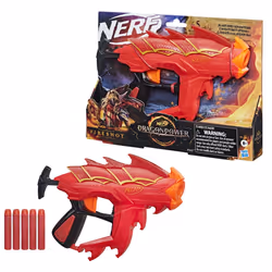 NERF DragonPower Fireshot Dart Blaster  Inspired by Dungeons and Dragons  5 Darts  4-Dart Storage  Priming Handle