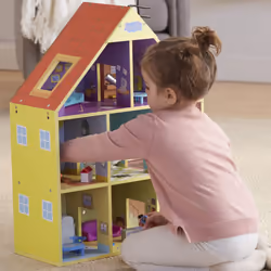 Peppa Pig Wooden Deluxe Playhouse  8 Rooms  Includes 2 Fun Figures and 29 Accessories  Made of Responsibly Sourced Wood  for Ages 3 and Up Amazon Excl