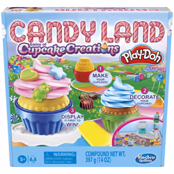 Hasbro Gaming Candy Land Cupcake Creations Kids Board Game with 7 Play-Doh Cans and Tools