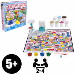 Hasbro Gaming Candy Land Cupcake Creations  Kids Board Game with 7 Play-Doh Cans and Tools