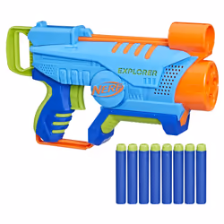 NERF Elite Junior Explorer Easy-Play Toy Foam Blaster 8 Darts for Kids Outdoor Games Ages 6 & Up
