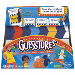 Hasbro Gaming Guesstures Game  Charades Game for 4 or More Players  Includes Customizable Cards and Clapper  Family Party Gam ...