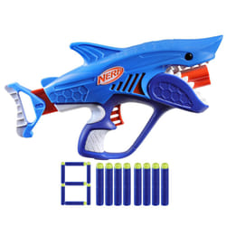 NERF Junior Wild Sharkfire  Easy Play Dart Blaster  8 Nerf Elite Darts  Nerf Blaster Shark Toys for 6 Year Old Boys & Girls & Up  Outdoor Toys