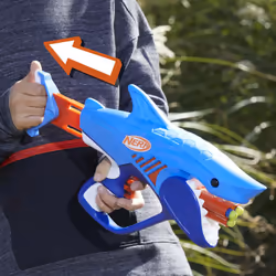 NERF Junior Wild Sharkfire  Easy Play Dart Blaster  8 Nerf Elite Darts  Nerf Blaster Shark Toys for 6 Year Old Boys & Girls & Up  Outdoor Toys