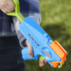 NERF Elite Junior Racer Easy Play Dart Blaster  4 Nerf Elite Darts  Nerf Blaster Outdoor Toys  for Kids  Ages 6+