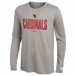 New Era NFL Men's Grids Dri-Tek Cool Grey Long Sleeve T-Shirt  Adult Football Tagless T-Shirt  Arizona Cardinals  Medium