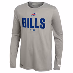 New Era NFL Men's Grids Grey Long Sleeve Lightweight Tee  Buffalo Bills  XX-Large