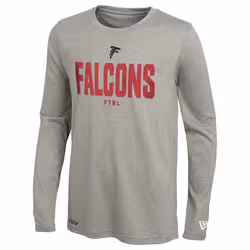 New Era NFL Men's Grids Grey Long Sleeve Lightweight Tee  Atlanta Falcons  Large
