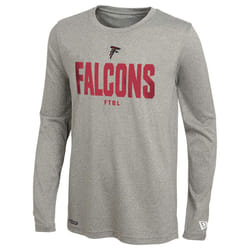 New Era NFL Men's Grids Grey Long Sleeve Lightweight Tee  Atlanta Falcons  Large