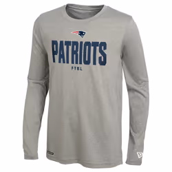 New Era NFL Men's Grids Grey Long Sleeve Lightweight Tee New England Patriots Small