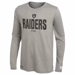 New Era NFL Men's Grids Grey Long Sleeve Lightweight Tee  Las Vegas Raiders  Small