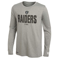 New Era NFL Men's Grids Grey Long Sleeve Lightweight Tee  Las Vegas Raiders  Small