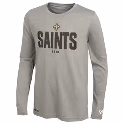 New Era NFL Men's Grids Grey Long Sleeve Lightweight Tee New Orleans Saints Large