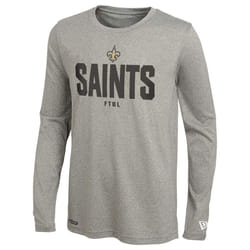 New Era NFL Men's Grids Dri-Tek Cool Grey Long Sleeve T-Shirt  Adult Football Tagless T-Shirt  New Orleans Saints  Medium