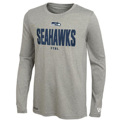New Era NFL Men's Grids Grey Long Sleeve Lightweight Tee  Seattle Seahawks  Medium