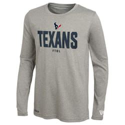 New Era NFL Men's Grids Dri-Tek Cool Grey Long Sleeve T-Shirt  Adult Football Tagless T-Shirt  Houston Texans  Small