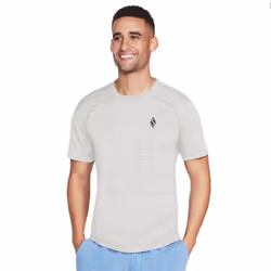 Skechers Mens On The Road Heathered Jersey Technical Crew Neck T-Shirt - 2XL, Alloy/White