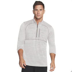 Skechers Mens 2021 On The Road Mock Neck Heathered 1/4 Zip Midlayer Sweater - S, Alloy/White