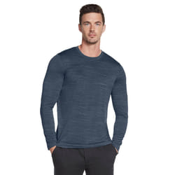 Skechers Mens On The Road Long Sleeve Crew Neck Performance T-Shirt - XL, Smoke Blue/Blue Iris