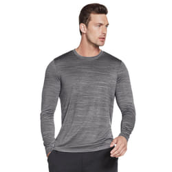 Skechers Mens On The Road Long Sleeve Crew Neck Performance T-Shirt - S, Alloy/Bold Black