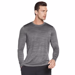 Skechers Mens On The Road Long Sleeve Crew Neck Performance T-Shirt - XL, Alloy/Bold Black