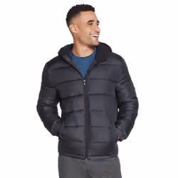 Skechers Mens 2021 Parkway GoWalk Hooded Polar Fleece Insulated Puffer Jacket - M, Bold Black
