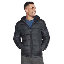 Skechers Mens 2021 Parkway GoWalk Hooded Polar Fleece Insulated Puffer Jacket - M, Bold Black