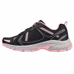 Skechers Womens 2021 Hillcrest Vast Adventure Memory Foam Leather Trainers - UK 3, Black Leather/Hot Pink
