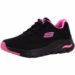 Skechers Women's Arch Fit-Sunny Outlook Sneaker Black/Hot Pink 8
