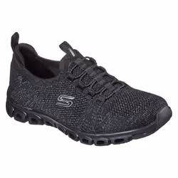 ) Skechers Glide Step Textile Women's Black Trainers - Black, 8 (Adults'