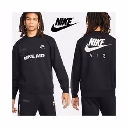 Nike Air Mens Black Crewneck Sweatshirt Tracksuit - Large
