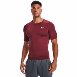 Under Armour Men's Armour HeatGear Compression Short-Sleeve T-Shirt Cardinal (625)/White Large