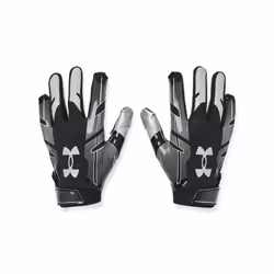 Under Armour boys Youth F8 Football Gloves , Black (001)/Metallic Silver , Youth Small