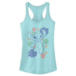 Disney Junior's Lilo Retro Tropical Tonal Stitch Slim Fit  Scoop Hem R