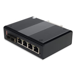 AddOn Networks Managed 4x10/100Base-TX(RJ-45) to 2 Open SFP port Industrial Media Converter Switch